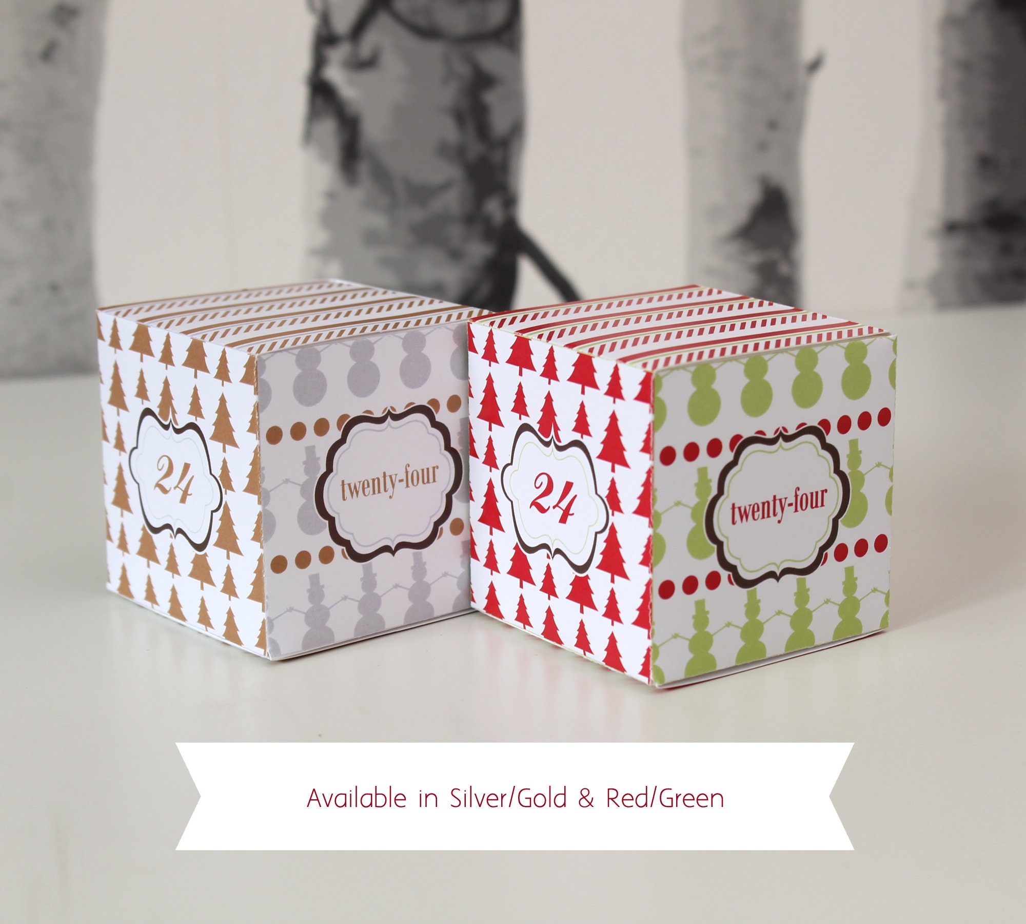 DIY Advent Calendar, Silver & Gold, Printable PDF Templates, Christmas Gift  Boxes - Etsy