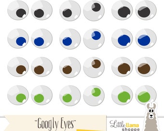 Googly Eyes Clipart, Googly Eyes Graphics, Jiggly Eyes Clip Art, Instant Download, Commercial Use