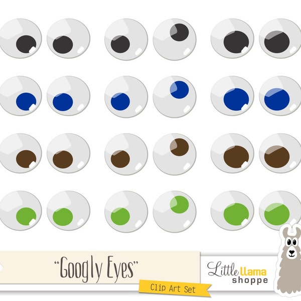 Googly Eyes Clipart, Googly Eyes Graphics, Jiggly Eyes Clip Art, Instant Download, Commercial Use