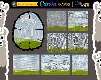 Canva Frames | Set of 8 Wood Grain Frames for use in Canva | Outdoors, Rustic, Woodsy, Nature