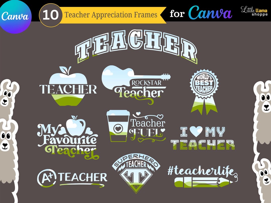 Teacher Appreciation Canva Frames: Image Crop Templates (PDF Download ...