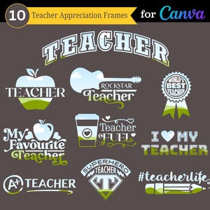 Teacher Appreciation Canva Frames | Set of 10 Teacher Image Crop Frames