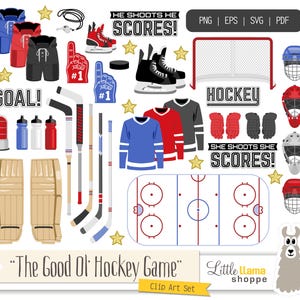 Hokej Clipart | Hokej na lodzie Clipart | Grafiki sportowe | Pliki SVG PNG eps pdf | Użycie komercyjne
