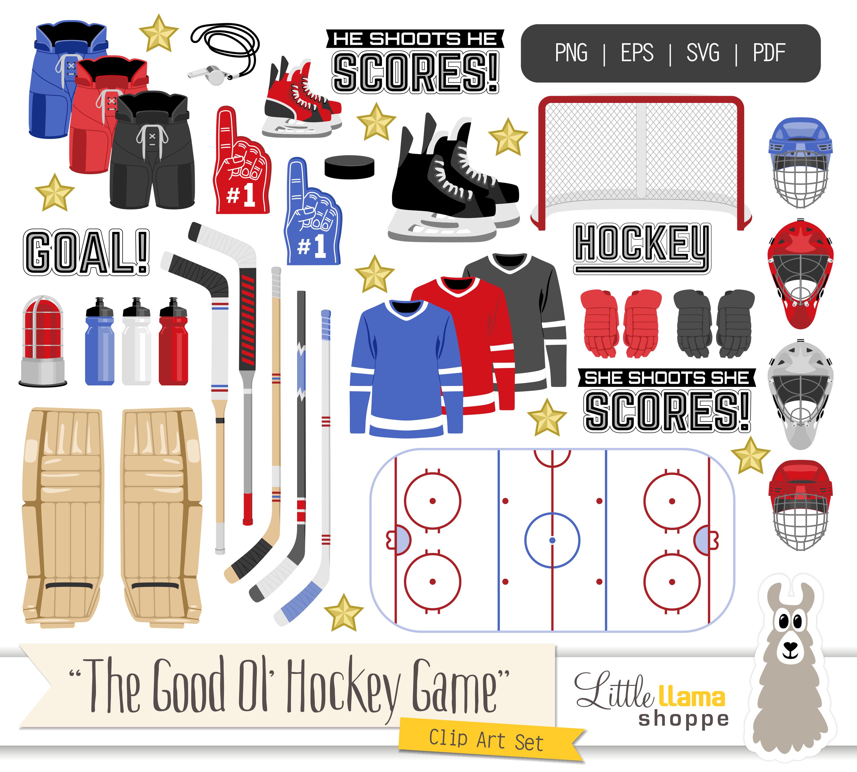 Hockey Clipart | Ice Hockey Clip Art | Sports Graphics | SVG PNG eps pdf filetypes | Commercial Use