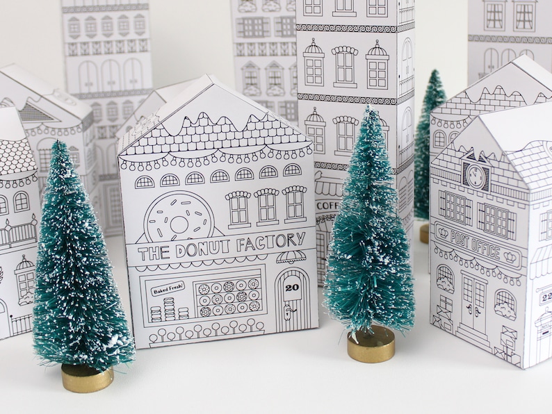 The donut factory -- one of the printable houses in the Victorian village advent calendar set