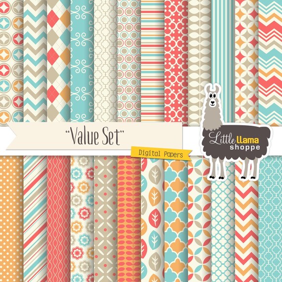 Digital Scrapbook Paper Value Pack Striped Chevron Polka Dot Etsy