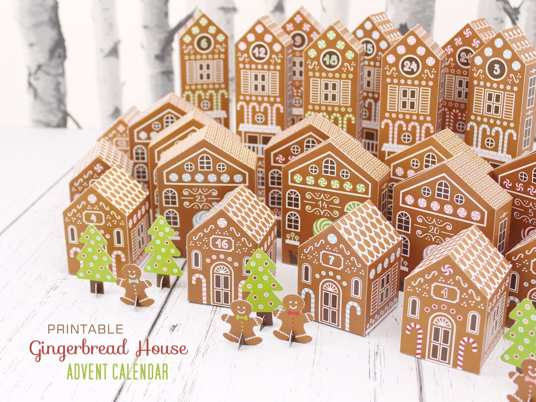 Printable Advent Calendar, Gingerbread Houses, DIY Paper Christmas Village - Etsy Printable Advent Calendar, Gingerbread Houses, DIY Paper Christmas Village - Etsy
