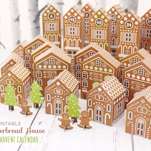 Printable Advent Calendar, Gingerbread Houses, DIY Paper Christmas Village