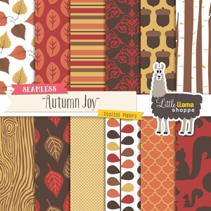 Autumn Digital Paper Pack, Woodland Digital Paper, Fall Colors Scrapbook Paper, Autumn Digital Backgrounds, Commercial Use