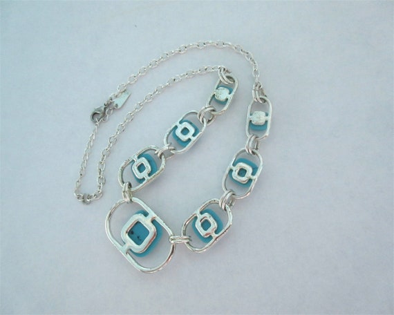 Vintage Faux Turquoise  Necklace, Signed Liz And … - image 10