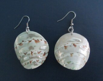 Large Seashell earrings, Stainless Steel Ear Wires, Mother of Pearl Shells, Beach Jewelry