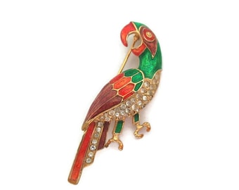 Vintage Parrot Brooch, Toucan Pin, Tropical Bird, Gift For Her