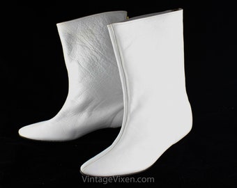 White gogo boots no heel Clearance