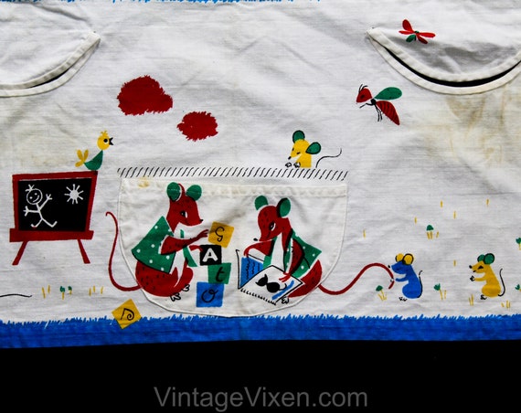 Child's 1950s Novelty Print Apron - Adorable Cat … - image 2