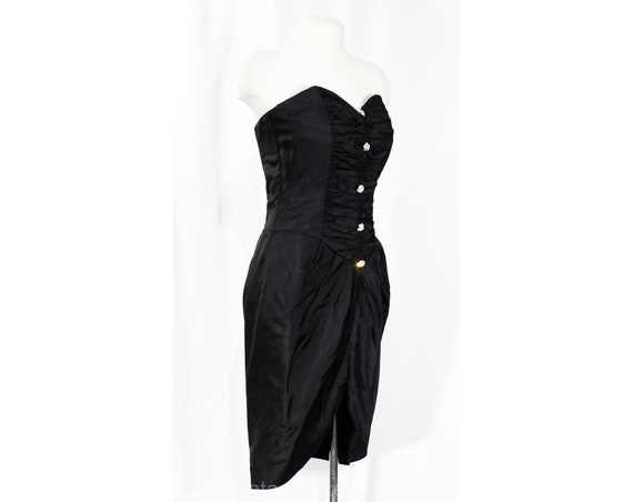 Size 6 Strapless Black Cocktail Dress - Sexy 1990… - image 5