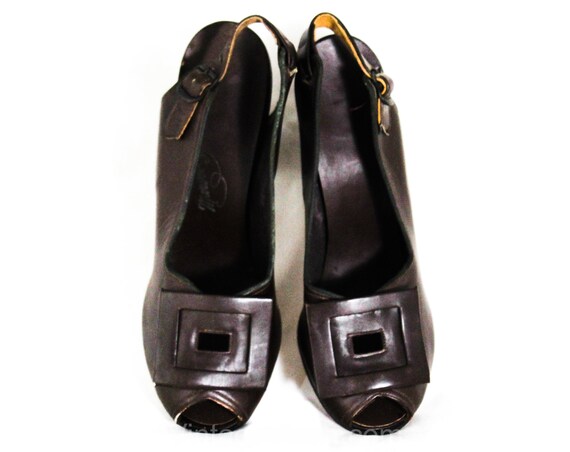 Size 4.5 1940s Brown Shoes - Unworn Dark Chocolat… - image 3