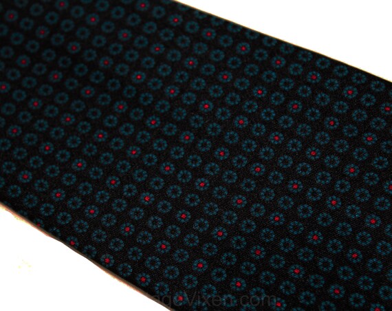 1970s Men's Silk Tie - Royal Blue Black & Red Nec… - image 2