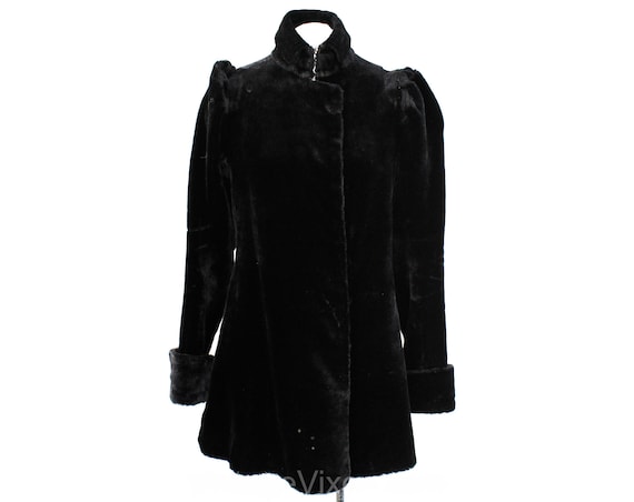 Size 8 Antique Faux Fur Coat - Black 1900s Edward… - image 1