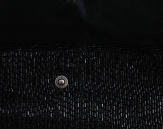 1930s Evening Bag - Hand Beaded Black Formal Purs… - image 6