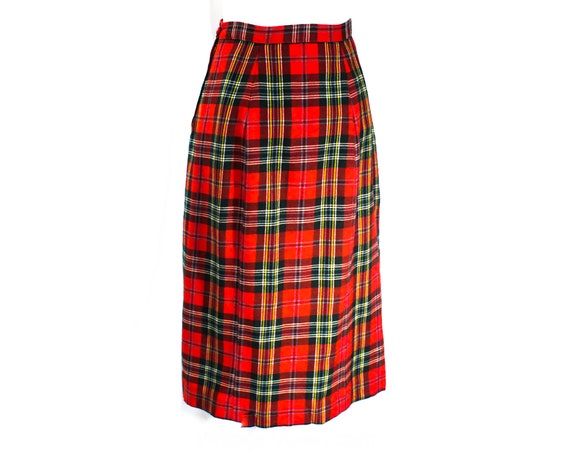 Size 8 Red Plaid Skirt - 1950s Scottish Tartan Wo… - image 6