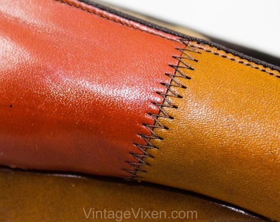 Size 7.5 1970s Platform Shoes - Rust Gold & Brown… - image 4