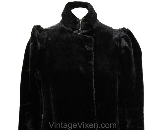 Size 8 Antique Faux Fur Coat - Black 1900s Edward… - image 2