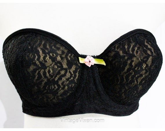 Sujetador negro sin tirantes de los anos 50 Talla 32B Sujetador con aros y relleno estilo burlesque Lenceria sexy para chicas pin up Stock nuevo sin usar Va Va Voom 32 B Etsy Mexico