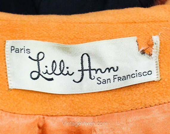 Lilli Ann Coat - 50s 60s Tangerine Orange French … - image 7