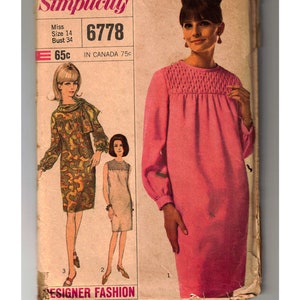 1960s Dress Sewing Pattern - Sleeveless or Long Sleeve Sheath & Scarf Set - Spring Summer Mod Classic - Unused - Bust 34 Simplicity 6778