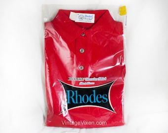 Polo rojo para niño talla 14, estilo años 60 - Suéter de manga corta de punto BanLon para adolescente, estilo años 60 - Nylon suave y brillante, estilo preppy icónico - Nuevo con etiquetas, sin usar