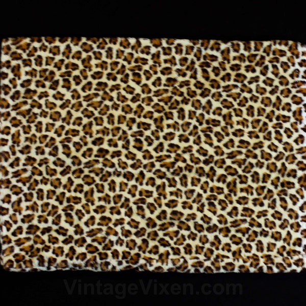 Leopard Faux Fur Fabric Pillow Case - 1950s 1960s Bachelorette Pad Decor - Single Pillowcase Cover - Brown Animal Novelty Print - Raw Edge