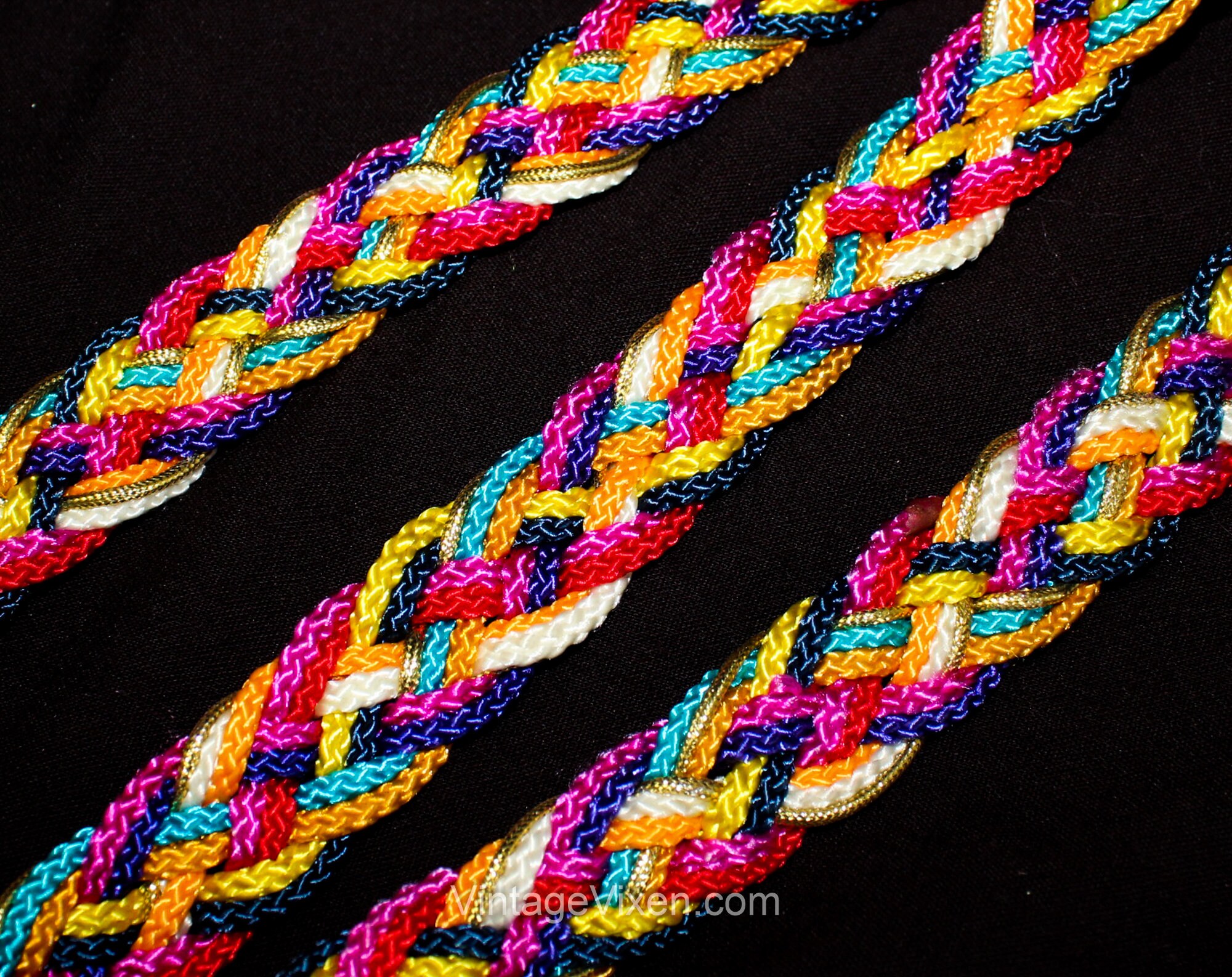 Vintage Rope Plastic Teal Rainbow Retro‎ Belt Vintage Rainbow Braided Cord & Vinyl Women main image 4