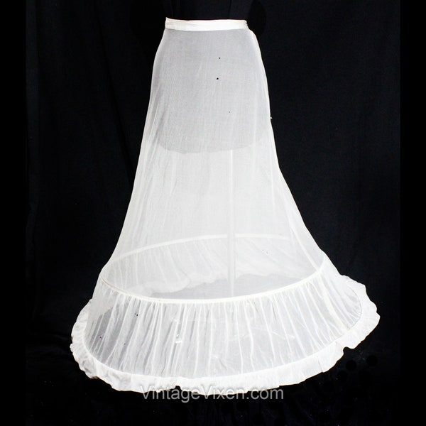 Reifrock für formelles Kleid - 1940er Jahre Schieres weißes Netz bodenlanger Petticoat - länglicher glockenförmiger langer Unterrock von Hoops My Lieber - Taille 27
