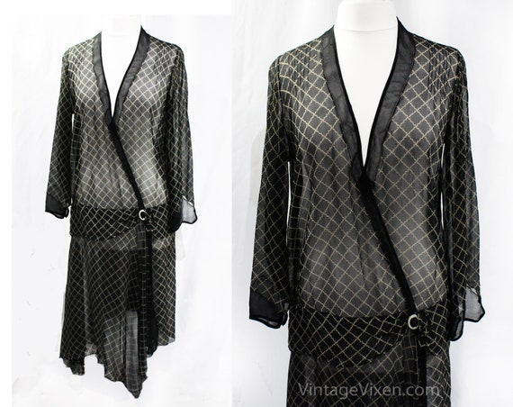 1920s Flapper Dress - Large Authentic 20s Sheer B… - image 1