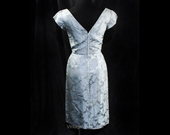 1950s Designer Dress - XS Powder Blue Silk Satin … - image 10