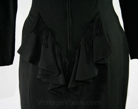 1990s Black Dress - 1940s Inspired Strappy Cockta… - image 4