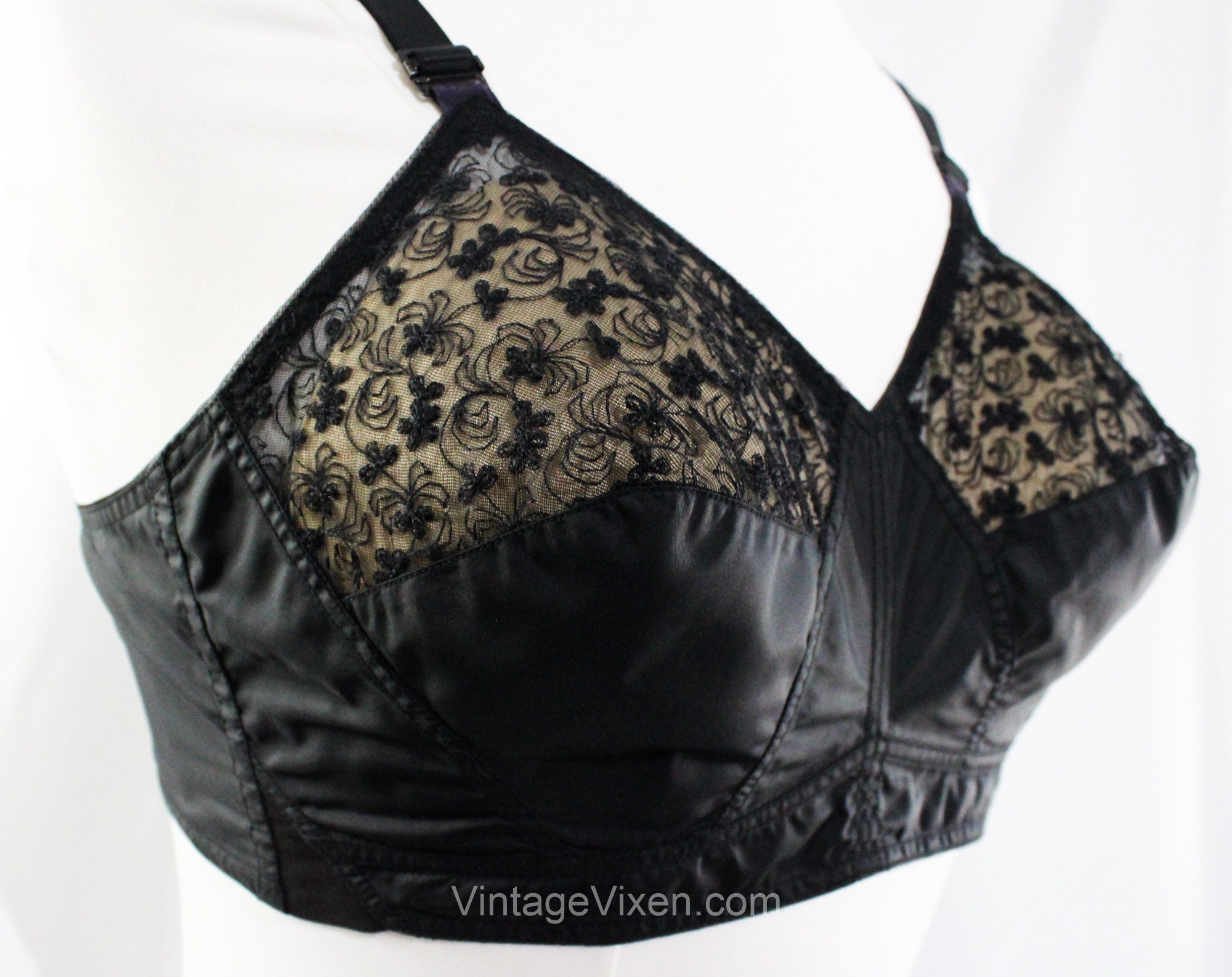 1950s Black Bra 36A Authentic 50s Sexy Pin up Girl Bra by Warner's
