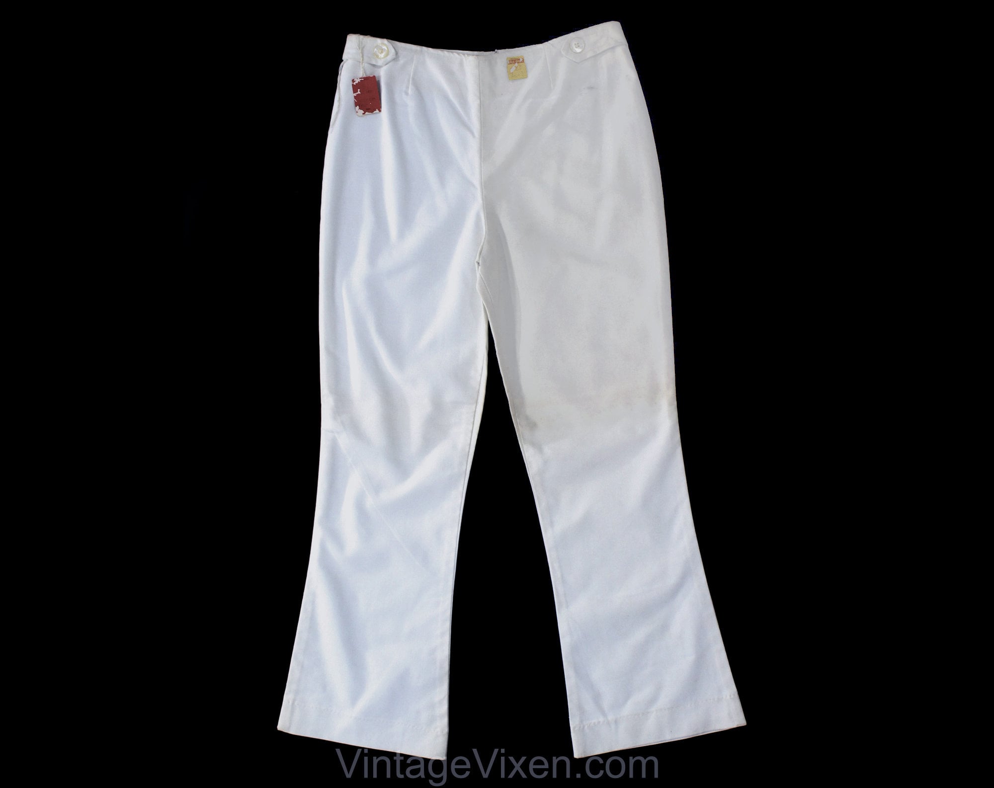 Size 4 White Clam Digger Pant - 1960s Short Cropped Casual