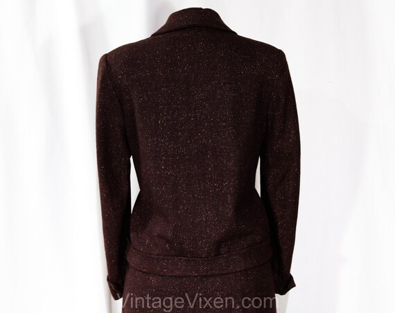 Size 2 Tweed Suit - XS Small 1950s Brown Flecked … - image 9