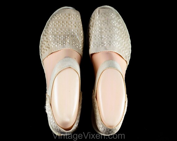 As Is Size 6.5 Keds Shoes - 1940s Cream Twill Cot… - image 3