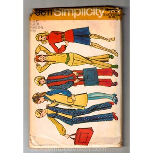 May include: Vintage Simplicity sewing pattern number 9811 for a miss's dress. The pattern shows five different styles of dresses with various colors and patterns. The pattern is for size 12, bust 34, waist 25 1/2 inches.