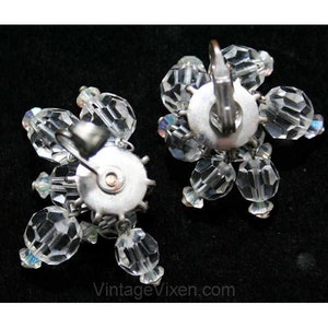 1950s Cut Glass Trembler Style Earrings Clear 1950s Beaded Clip On Earring Late 50s Early 60s Mid Century Chic Clip Earrings 38445 image 2