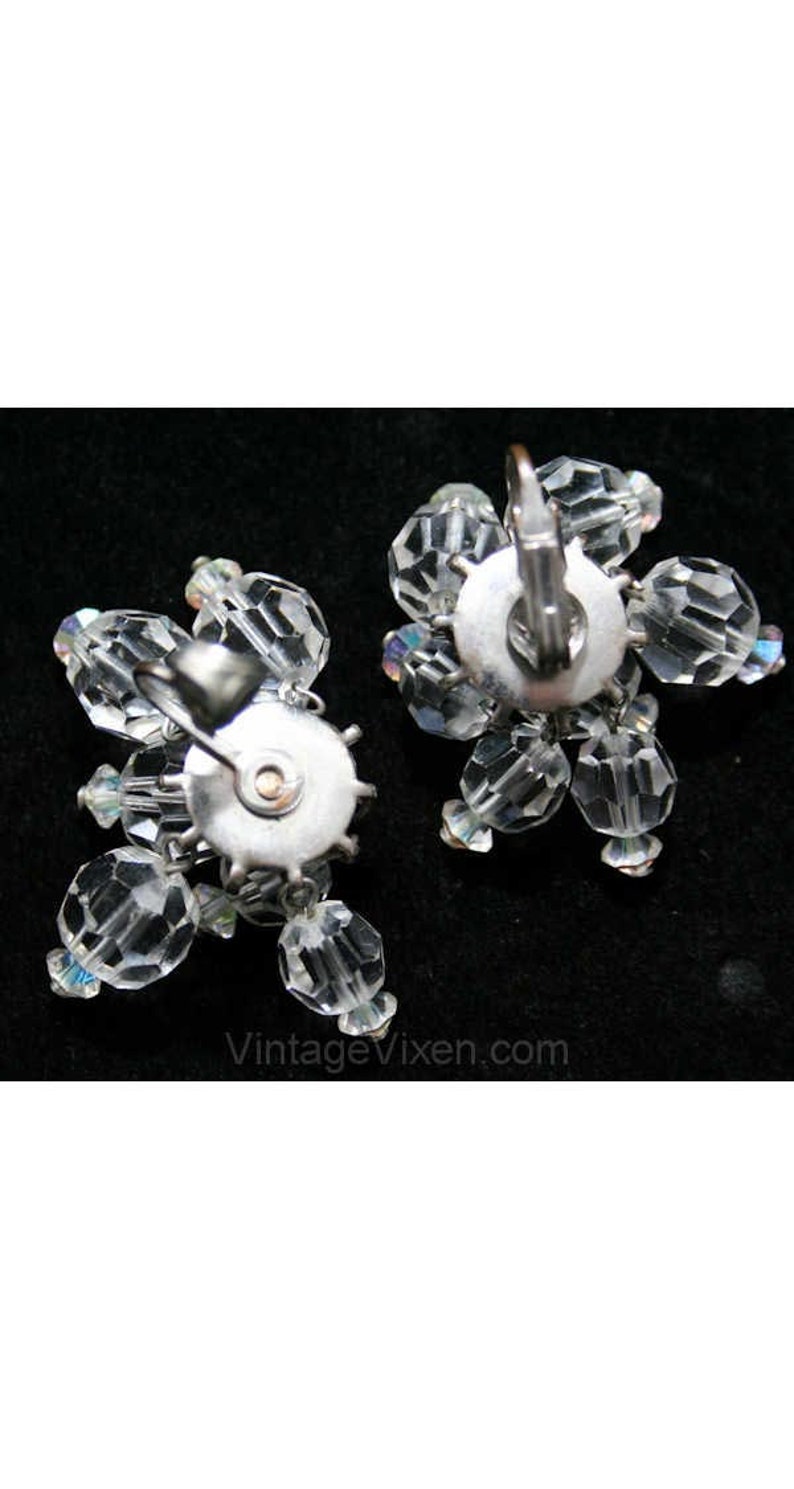 1950s Cut Glass Trembler Style Earrings Clear 1950s Beaded Clip On Earring Late 50s Early 60s Mid Century Chic Clip Earrings 38445 image 2