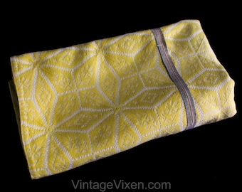 1920s 30s Yellow Cotton Coverlet - Arts and Crafts 1930s Twin or Full Bedspread - Handmade Artisan Style Textile - Deco Southwestern Appeal