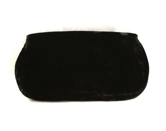 1950s Black Velvet Handbag - Evening Purse - 40's… - image 3