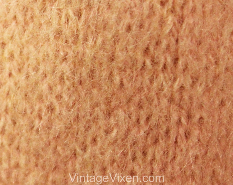Size 6 Pink Mohair Cardigan Sweet Spring 60s Knitted Jumper Bust 34 1960s Small Pastel Open Front Sweater with Flower Bud Embroidery