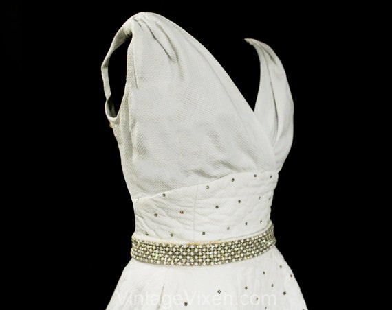 XXS 1950s Sun Dress - Rare White Quilted Summer T… - image 4