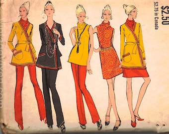 1960s Dress Pant & Wrap Jacket Sewing Pattern - So Chic - Misses Size 12 - Sleeveless and Long Sleeve - Complete Uncut Bust 34 Vogue 7863