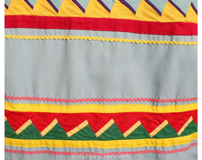 Size 12 Seminole Patchwork Jacket Sky Blue Windbreaker Arts and Crafts Bust 40 Terrific 50s 60s Turquoise Native American Tribe