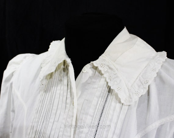 Ladies Victorian Nightgown - 1890s 1900s White Co… - image 4